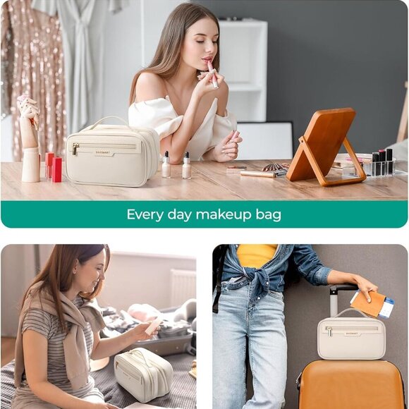 Travel Makeup Bag, Make Up Bag with Multiple Compartments for Organizer, Durable - Picture 6 of 7